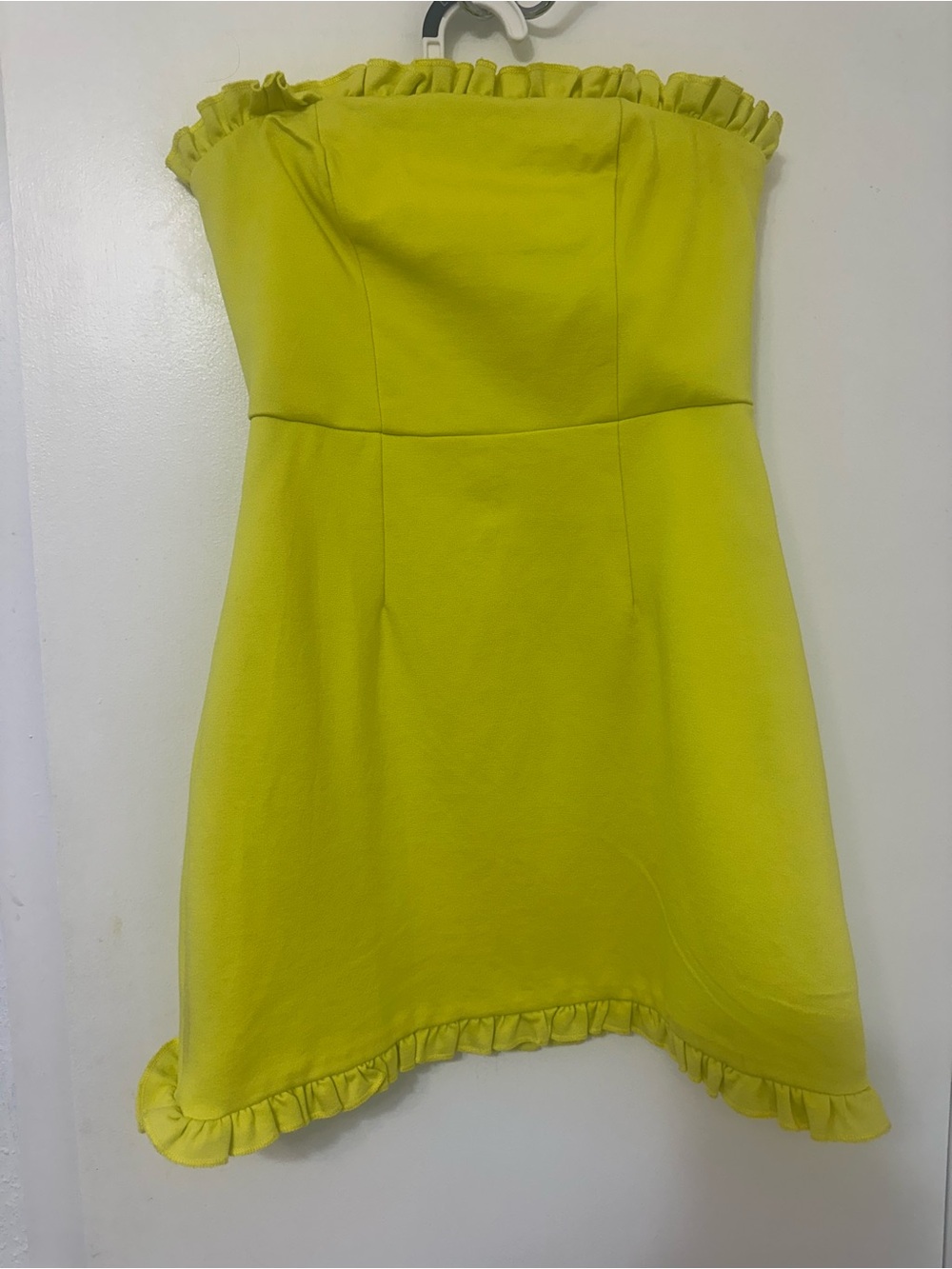 Lulu's Strapless Ruffle Trim Lime Dress - Picture 4 of 6